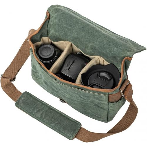  Peacechaos Camera Bag, SLR DSLR Waterproof Canvas Camera Case, Vintage Padded Shoulder Bag for Women and Men (Green)