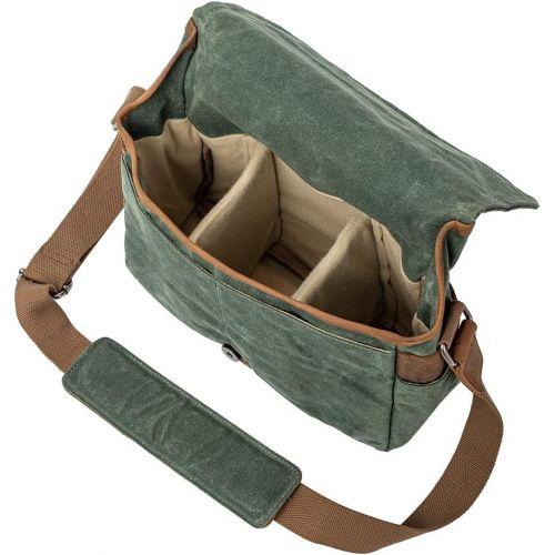  Peacechaos Camera Bag, SLR DSLR Waterproof Canvas Camera Case, Vintage Padded Shoulder Bag for Women and Men (Green)