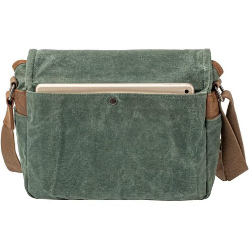  Peacechaos Camera Bag, SLR DSLR Waterproof Canvas Camera Case, Vintage Padded Shoulder Bag for Women and Men (Green)