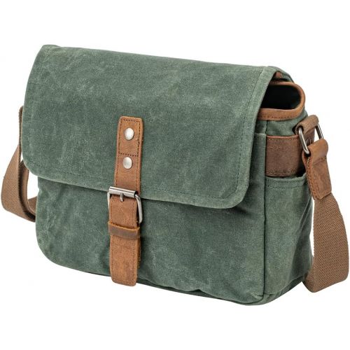  Peacechaos Camera Bag, SLR DSLR Waterproof Canvas Camera Case, Vintage Padded Shoulder Bag for Women and Men (Green)