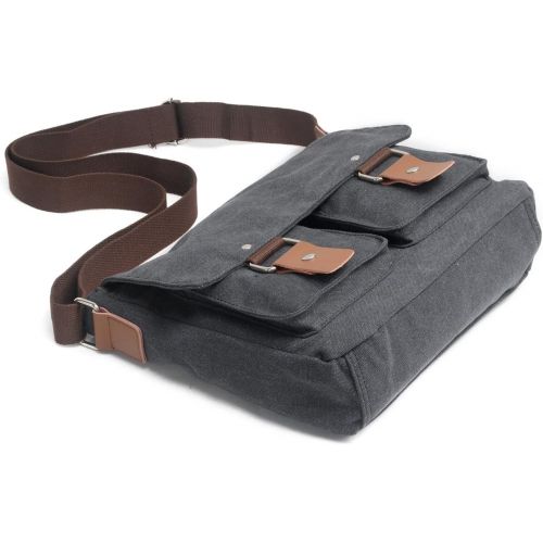  Peacechaos Vintage Canvas Leather Trim DSLR SLR Shockproof Camera Shoulder Messenger Bag