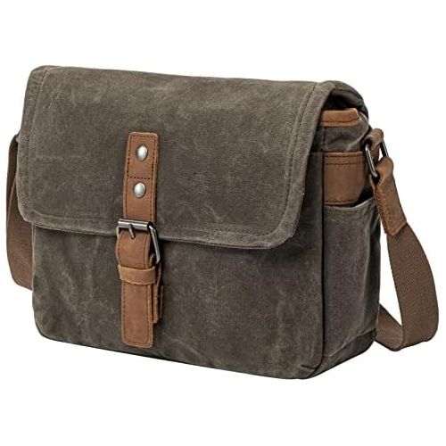  Peacechaos Camera Bag, SLR DSLR Waterproof Canvas Camera Case, Vintage Padded Shoulder Bag for Women and Men (Army Green)