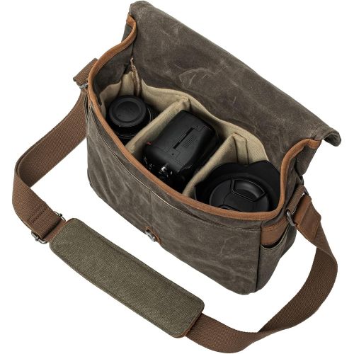  Peacechaos Camera Bag, SLR DSLR Waterproof Canvas Camera Case, Vintage Padded Shoulder Bag for Women and Men (Army Green)