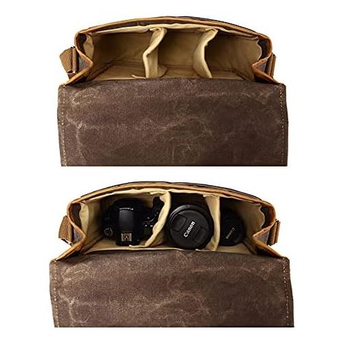  Peacechaos Camera Bag, SLR DSLR Waterproof Canvas Camera Case, Vintage Padded Shoulder Bag for Women and Men …