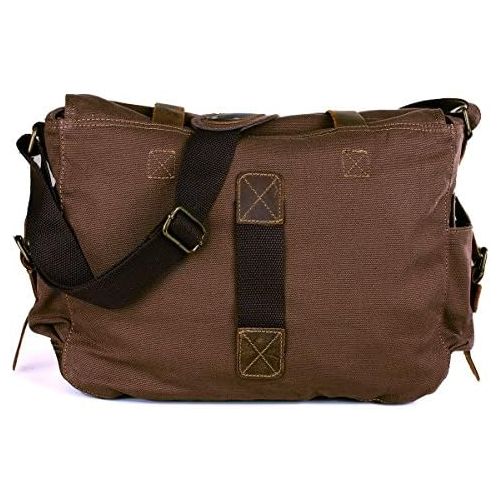  Peacechaos Mens Canvas Camera Bag Leather DSLR SLR Camera Case Vintage Camera Messenger Bag Shoulder Bag Sling Bag（Brown）