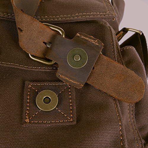  Peacechaos Mens Canvas Camera Bag Leather DSLR SLR Camera Case Vintage Camera Messenger Bag Shoulder Bag Sling Bag（Brown）