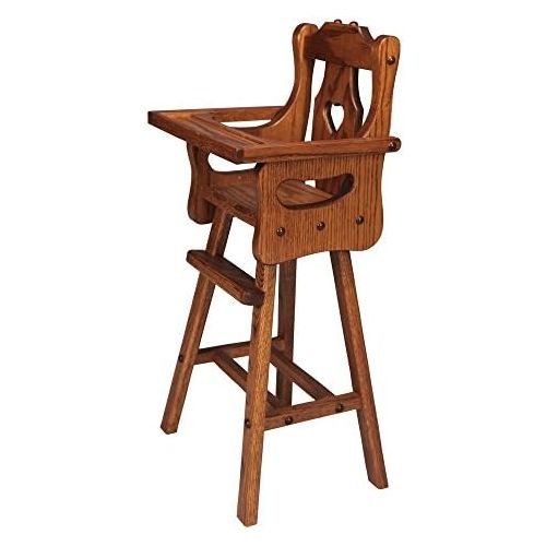  Lancasters Best Amish Handcrafted Wooden Doll High Chair, Made with Solid Oak Wood with Harvest Stain.