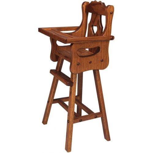  Lancasters Best Amish Handcrafted Wooden Doll High Chair, Made with Solid Oak Wood with Harvest Stain.