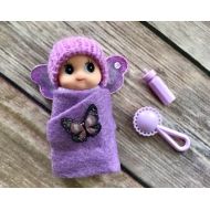 Peaceloveandkids Newborn Baby Fairy Doll Violet Butterfly Girl Spring Birthday Easter Gift