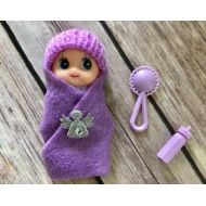 Peaceloveandkids Newborn Baby Elf Doll Violet Girl Holiday Birthday Easter Christmas Shelf Elf Gift