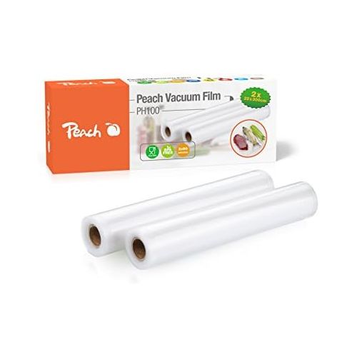  Peach PH100 Vakuumierfolie | 2 Rollen | 28x300cm | 2x90 mic | 7-lagig | geeignet fuer den Tiefkuehler, kochendes Wasser | Sous Vide Garen