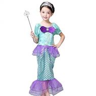 Peachi&Kids Girls Little Mermaid Princess Ariel Costume Girls Dress up Fancy Party Dress 3-8 (110-140)