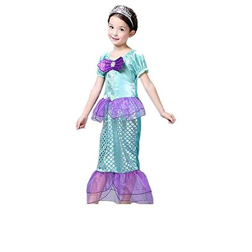  Peachi&Kids Girls Little Mermaid Princess Ariel Costume Girls Dress up Fancy Party Dress 3-8 (110-140)