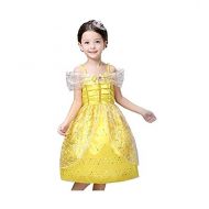 Peachi B1 Little Girl Princess Belle Dress Costume for Beauty Cosplay Halloween Party