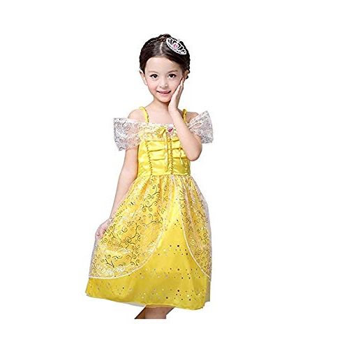  Peachi B1 Little Girl Princess Belle Dress Costume for Beauty Cosplay Halloween Party