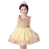 Peachi B3 Little Girl Princess Yellow Dress Costume for Beauty Cosplay Halloween Party