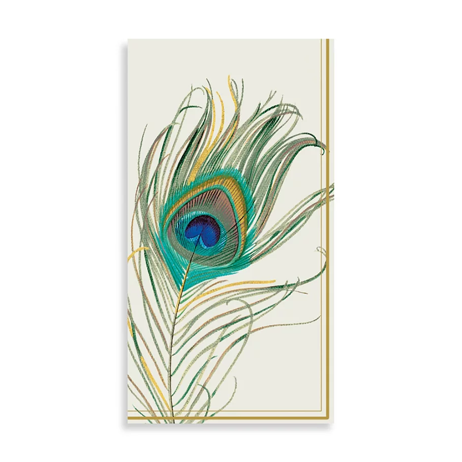  Peacock Feather Paper Guest Towels (Set of 16)