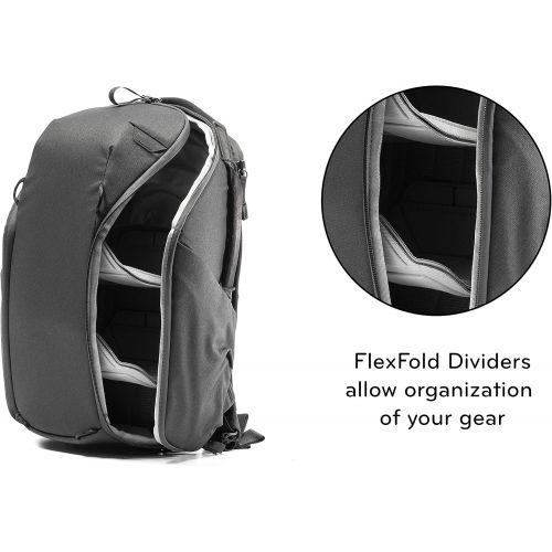  Peak Design Everyday Backpack Zip 15L Black, Carry-on Backpack with Laptop Sleeve (BEDBZ-15-BK-2)
