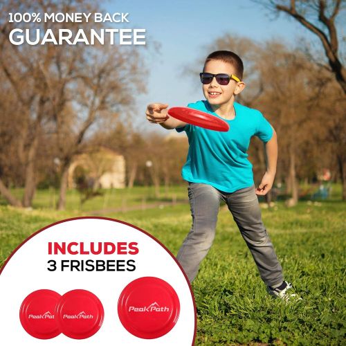  Peak Path The Ultimate Frisby 3 in 1 Outdoor Sports Game Set - Perfect for Backyards, Lawns, Beaches, Tailgates or Parks. Transforms from Adjustable Limbo to a Frisby Target Challenge to a F