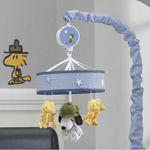  Peanuts Snoopys Campout Stars Musical Mobile, Blue/White