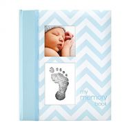 [아마존베스트]Pearhead First 5 Years Chevron Baby Memory Book with Clean-Touch Baby Safe Ink Pad to Make Baby’s Hand or Footprint Included, Blue