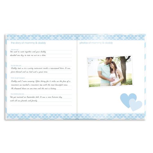  [아마존베스트]Pearhead First 5 Years Chevron Baby Memory Book with Clean-Touch Baby Safe Ink Pad to Make Baby’s Hand or Footprint Included, Blue