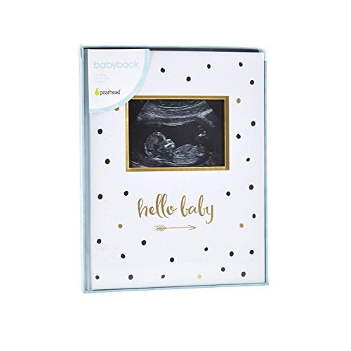  [아마존베스트]Pearhead First 5 Years Baby Memory Book with Sonogram Photo Insert, Black and Gold Polka Dot