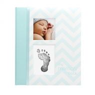[아마존베스트]Pearhead Chevron Baby Memory Book with Clean-Touch Ink Pad Included, Teal - A Perfect Gift for Expecting Parents