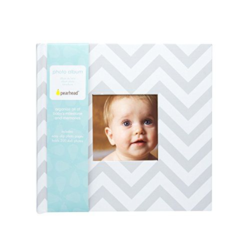  [아마존베스트]Pearhead Chevron Baby Photo Album, Gray