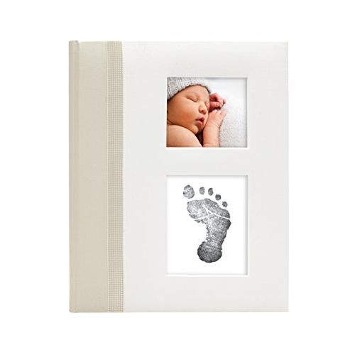  [아마존베스트]Pearhead First 5 Years Baby Memory Book with Clean-Touch Baby Safe Ink Pad to Make Baby’s Hand or Footprint Included, Ivory Classic