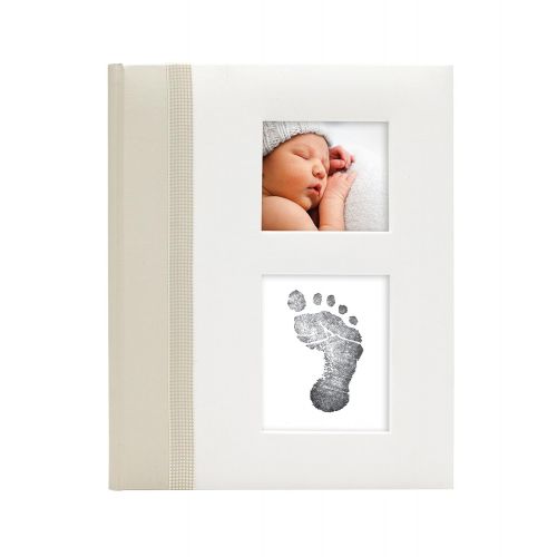  [아마존베스트]Pearhead First 5 Years Baby Memory Book with Clean-Touch Baby Safe Ink Pad to Make Baby’s Hand or Footprint Included, Ivory Classic