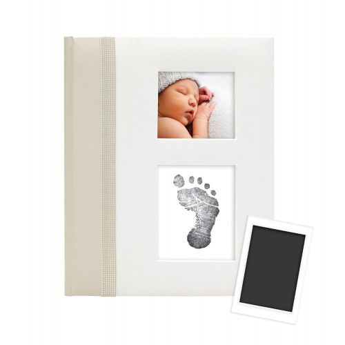  [아마존베스트]Pearhead First 5 Years Baby Memory Book with Clean-Touch Baby Safe Ink Pad to Make Baby’s Hand or Footprint Included, Ivory Classic