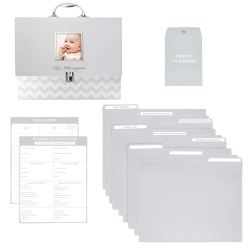  [아마존베스트]Pearhead Baby Document Organizer, Briefcase File Keeper to Store Babys Records, Makes Great Gift for New Parents or Addition to Baby Shower Registry, Gray Chevron