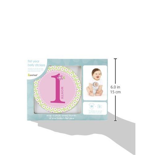  [아마존베스트]Pearhead First Year Monthly Milestone Photo Sharing Baby Belly Stickers, 1-12 Months, Pink