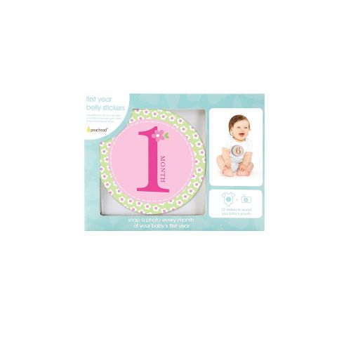  [아마존베스트]Pearhead First Year Monthly Milestone Photo Sharing Baby Belly Stickers, 1-12 Months, Pink