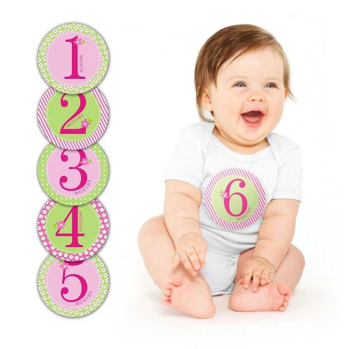  [아마존베스트]Pearhead First Year Monthly Milestone Photo Sharing Baby Belly Stickers, 1-12 Months, Pink