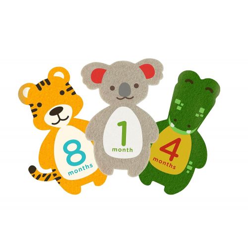  [아마존베스트]Pearhead First Year Monthly Milestone Felt Animal Photo Sharing Baby Belly Stickers, 1-12 Months