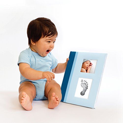  [아마존베스트]Pearhead Blue Classic Baby Book with Clean-Touch Ink Pad Included, Blue