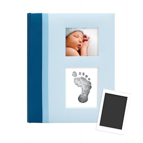  [아마존베스트]Pearhead Blue Classic Baby Book with Clean-Touch Ink Pad Included, Blue