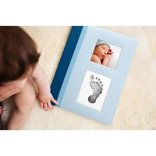  [아마존베스트]Pearhead Blue Classic Baby Book with Clean-Touch Ink Pad Included, Blue