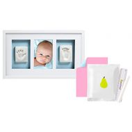 [아마존베스트]Pearhead Newborn Baby Handprint and Footprint Deluxe Photo Frame & Impression Kit, No Bake, Wall, White