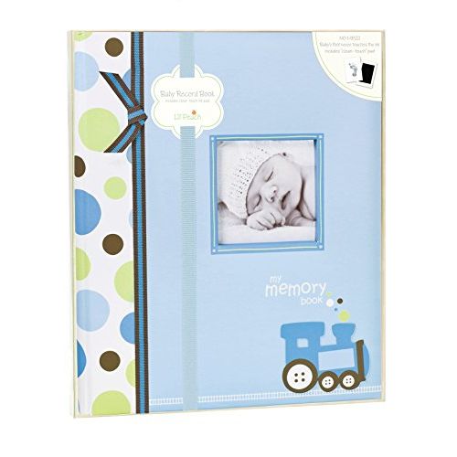  [아마존베스트]Pearhead Lil Peach Train Baby Five Year Memory Book Photo Journal, Cherish Every Precious Moment Of Your Babys First Years, Perfect Baby Shower Gift, Blue