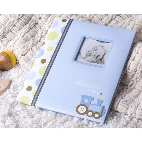  [아마존베스트]Pearhead Lil Peach Train Baby Five Year Memory Book Photo Journal, Cherish Every Precious Moment Of Your Babys First Years, Perfect Baby Shower Gift, Blue