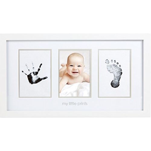  [아마존베스트]Pearhead Babyprints Newborn Baby Handprint and Footprint Photo Frame Kit and Included Safe For Baby Clean-Touch Ink Pad, White