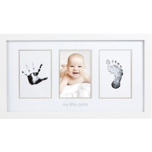  [아마존베스트]Pearhead Babyprints Newborn Baby Handprint and Footprint Photo Frame Kit and Included Safe For Baby Clean-Touch Ink Pad, White