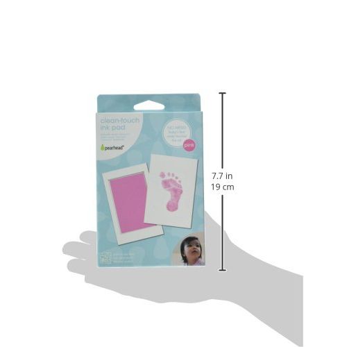  [아마존베스트]Pearhead Newborn Baby Handprint or Footprint “Clean-Touch” Ink Pad, 2 Uses, Pink