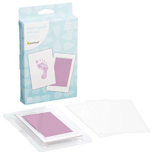  [아마존베스트]Pearhead Newborn Baby Handprint or Footprint “Clean-Touch” Ink Pad, 2 Uses, Pink