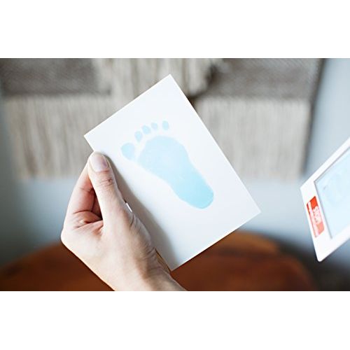  [아마존베스트]Pearhead Newborn Baby Handprint or Footprint “Clean-Touch” Ink Pad, 2 Uses, Blue
