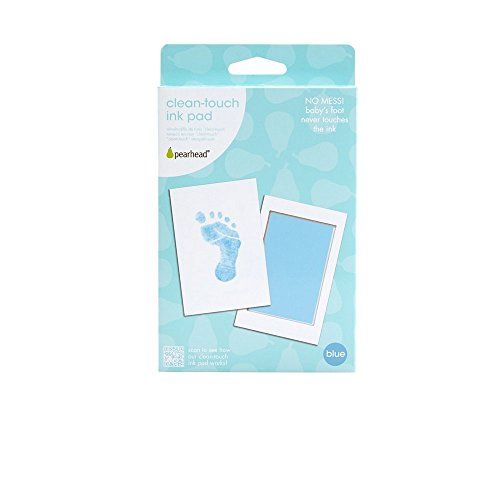  [아마존베스트]Pearhead Newborn Baby Handprint or Footprint “Clean-Touch” Ink Pad, 2 Uses, Blue