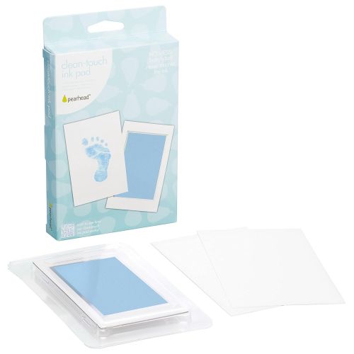  [아마존베스트]Pearhead Newborn Baby Handprint or Footprint “Clean-Touch” Ink Pad, 2 Uses, Blue
